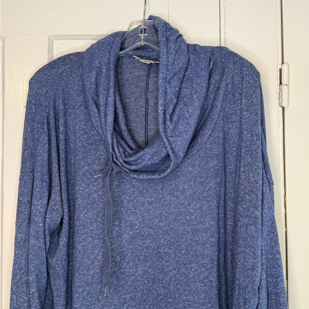 Motherhood Maternity Blue Marl Cowl Neck Drawstring Tunic Top XL Long Sleeve - Picture 2 of 6